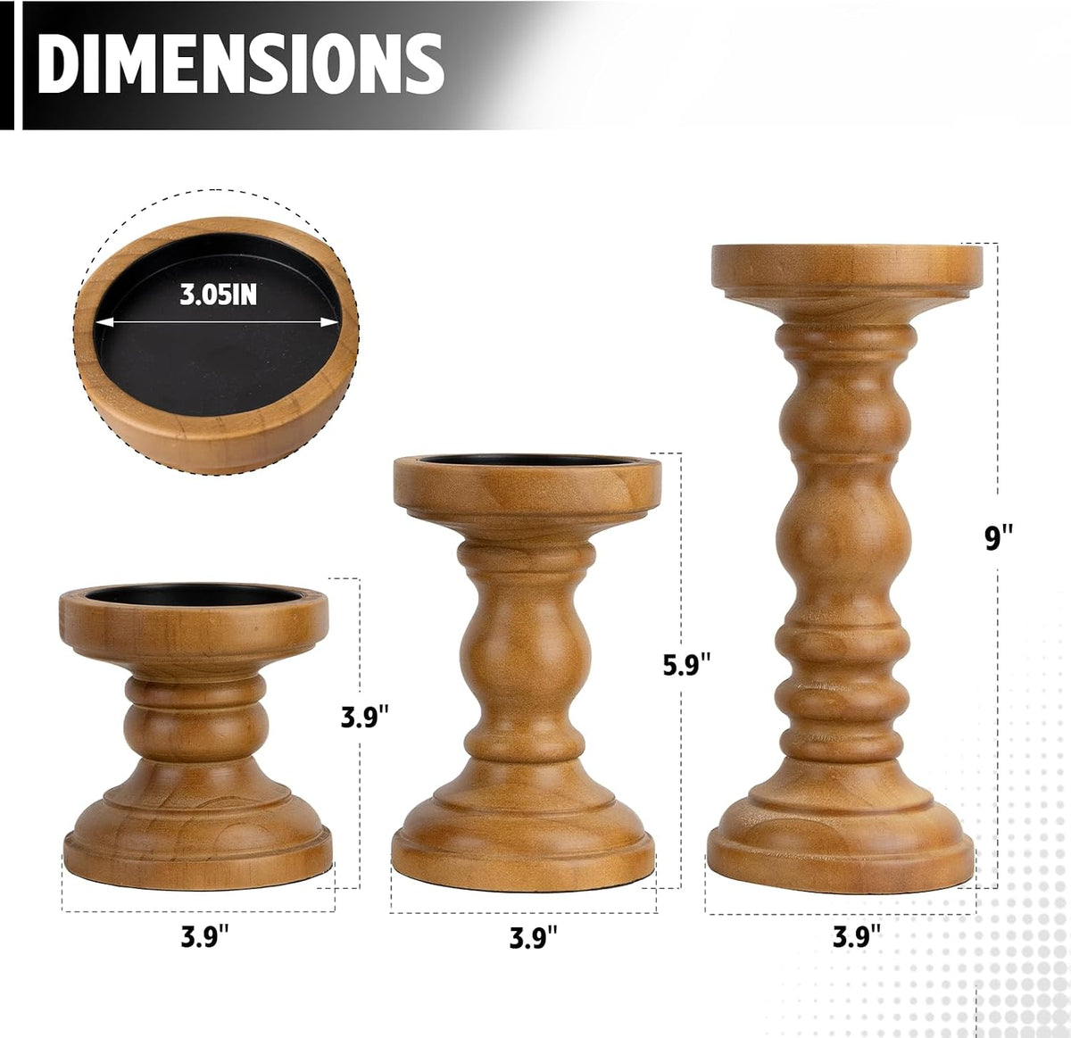 candle holder for pillar candle set of 3 shown in use