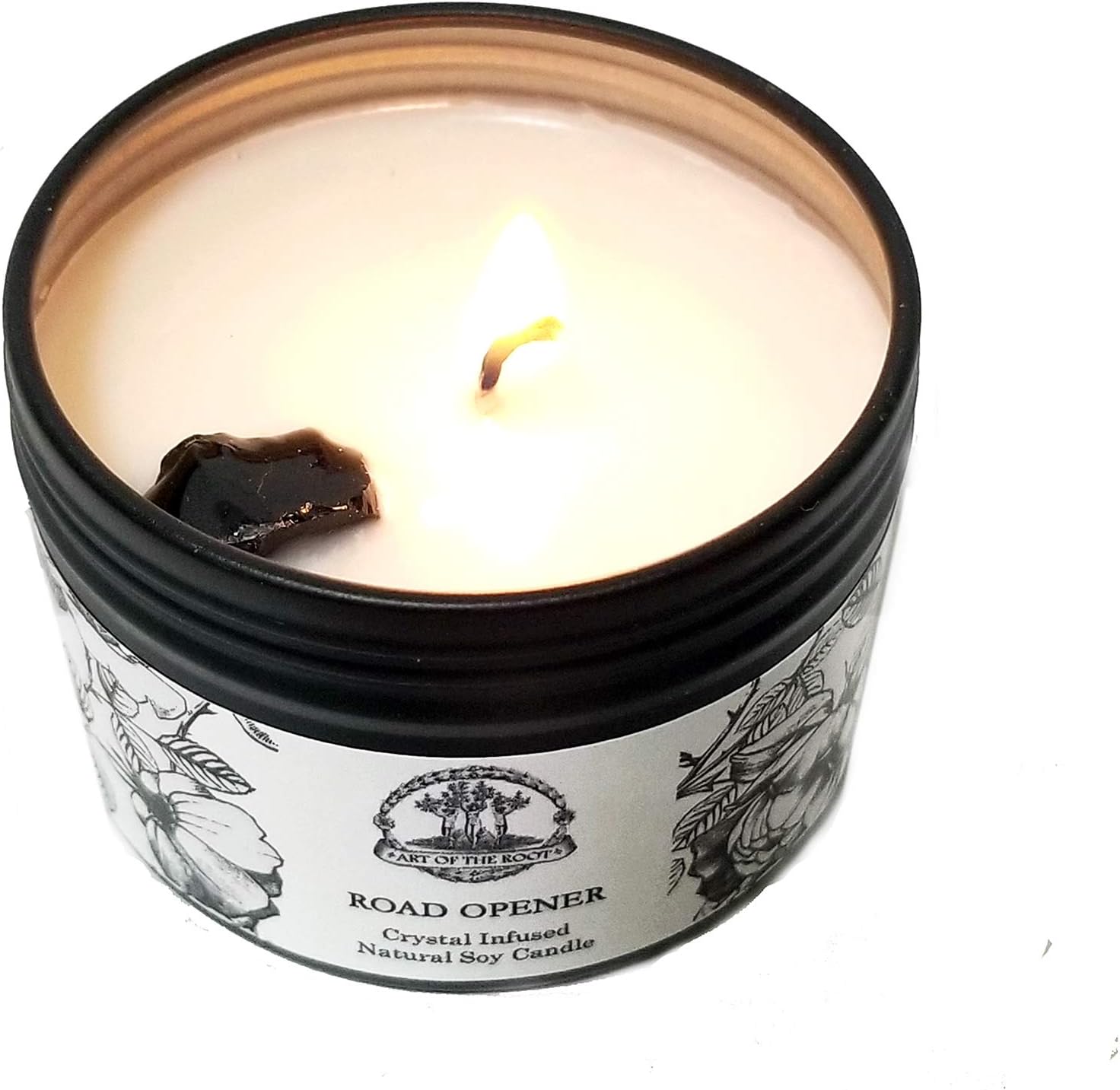 Road Opener Mini Spell Set | 4 oz Soy Candle with a Black Obsidian Crystal & a 1/2 oz Oil | New Beginnings, Success & Clearing Obstacles Rituals | Wiccan, Pagan, Hoodoo, Conjure, Magick