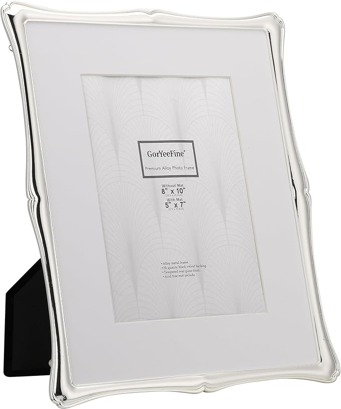 4 x 6'' Premium Alloy Silver Photo Frame - Luxury Display with Real Glass and Velvet Backing,Hi End Décor Metal Frames