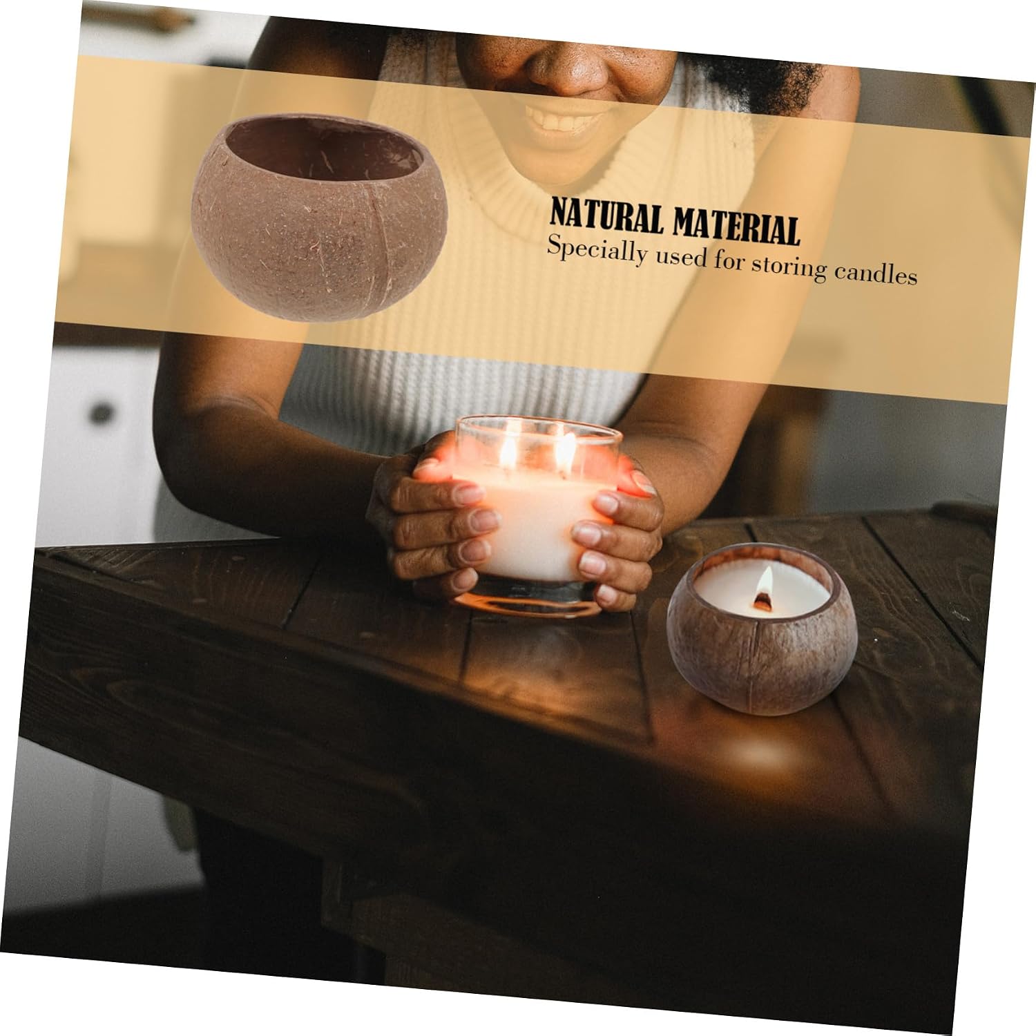 Candle Coconut Shell Bowl Creative Storage Jar for DIY Candles Natural Coconut Bowl for Beach Decor Unique Candle Container for Home Party Use