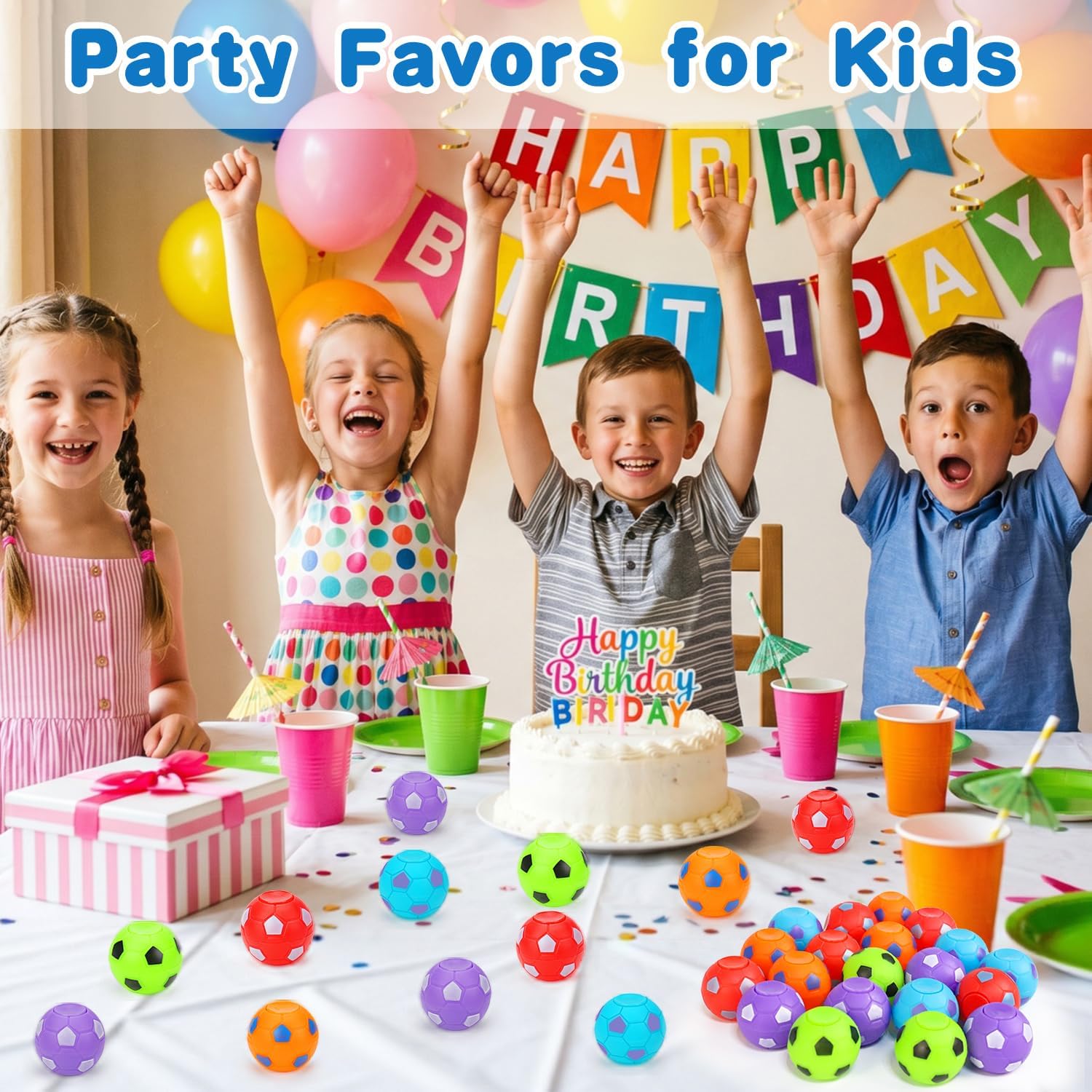 Thremhoo 32PCS Fidget Spinner Balls Soccer World Cup Party Favors Bulk for Kids 4-8 8-12 Goodie Treat Bag Stuffers Classroom Treasure Toys Carnival Prize Pinata Filler Birthday Trinket Return Gifts