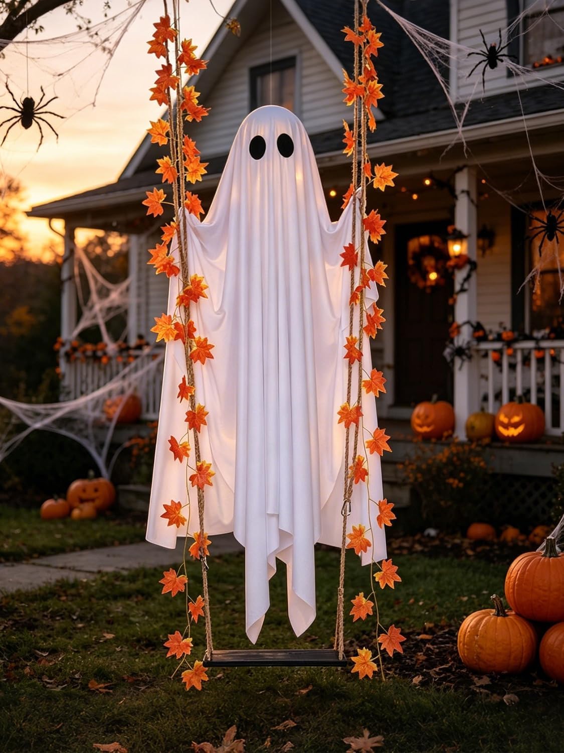Swinging Ghost Outdoor Decor,4.4FT Halloween Decorations Outdoor Indoor with ...