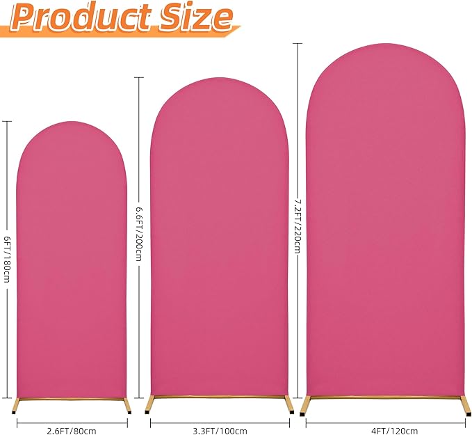 6.6FT Wedding Arch Covers Arch Backdrop Cover Arch Stand Covers Set Arch Cover Spandex Fabric Stretchy Backdrop for Wedding Birthday Party Decoration Baby Shower (Rose Red)