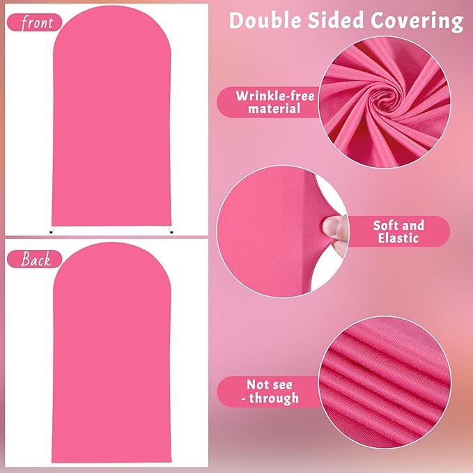 7.2FT Fuchsia Arch Backdrop Cover - Polyester Fitted Wedding Arch Stand Covers Round Top Chiara Arch Backdrop Cover for Birthday Party Banquet Photo Background Decoration