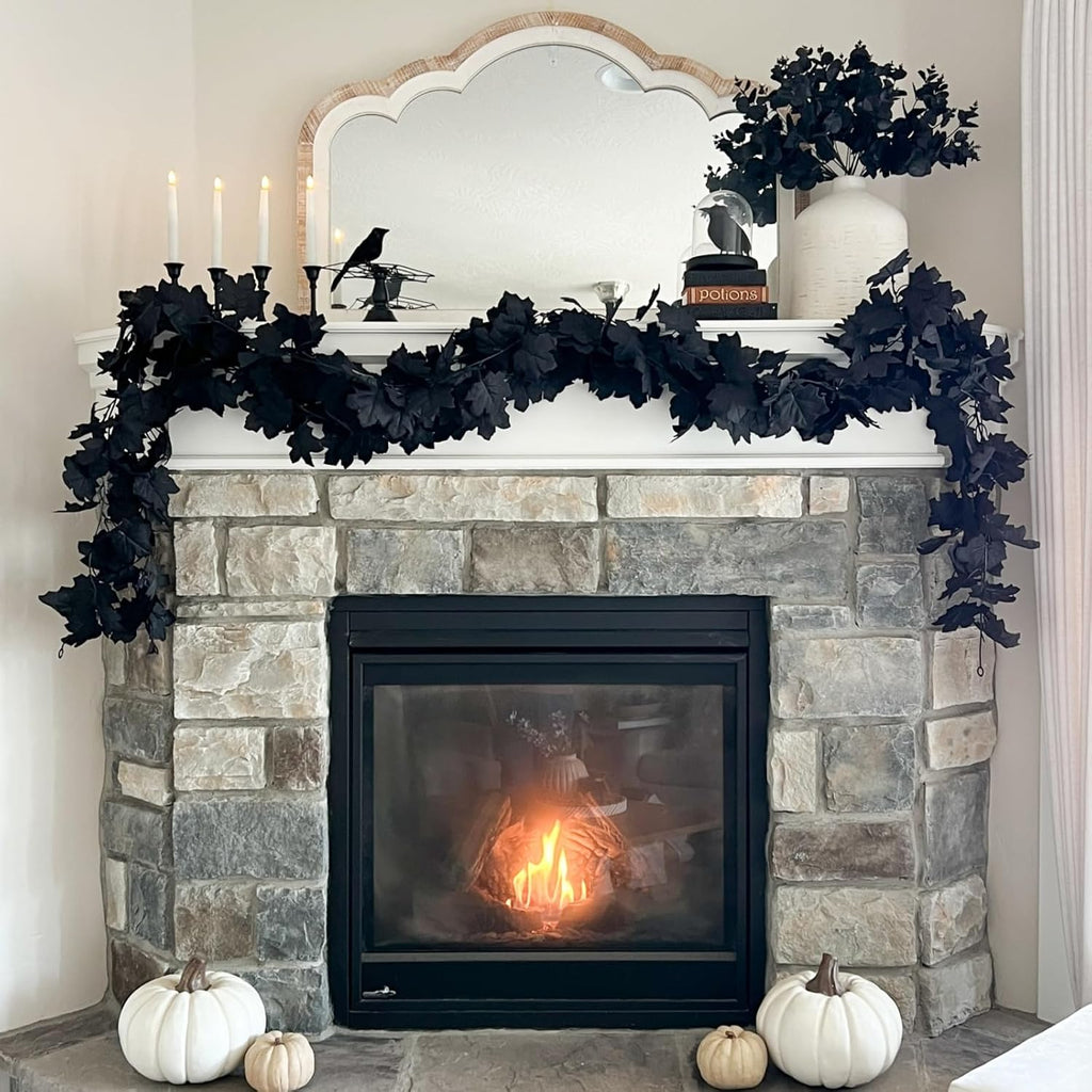 cqure 7 pack black fall leaf garland, total, side view