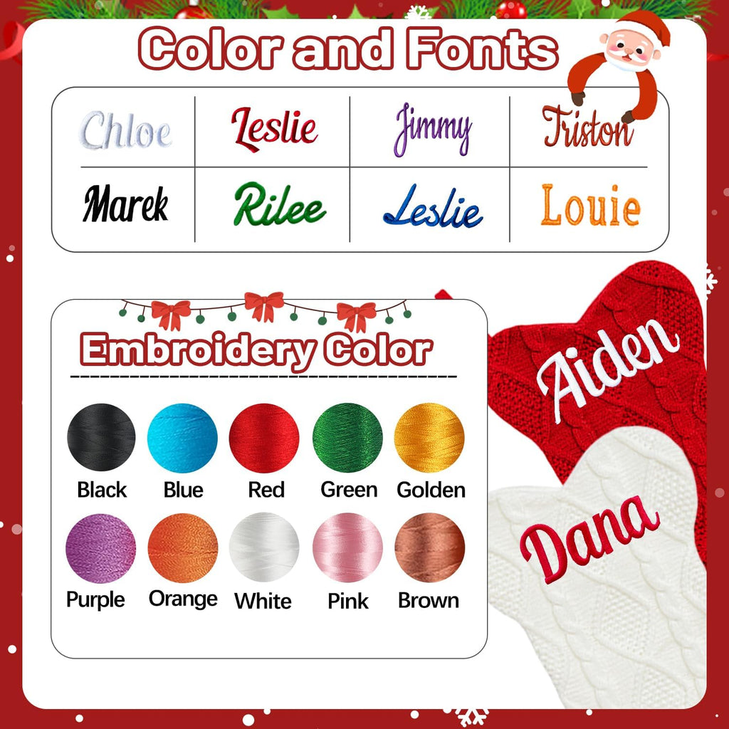 1Pc Personalized Dog Christmas Stockings, Custom Embroidered Name Pet Dog Stockings Christmas, Family Knitted Bone Xmas Stocking with Name for Dogs