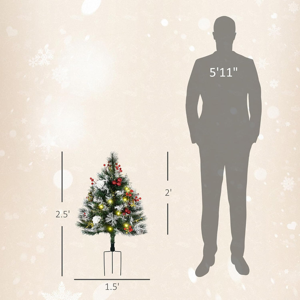 homcom artificial christmas tree prelit cordless 2 pieces on a desk or shelf