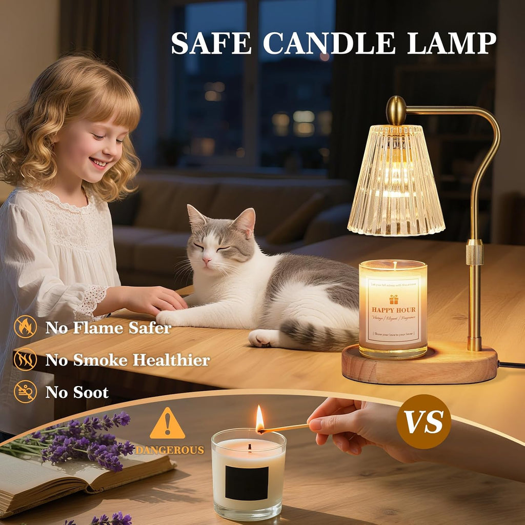 Imenlox Candle Warmer Lamp, with Timer and Dimmer, Adjustable Height, for Mom, Christmas Birthday Gifts for Women, House Warming Gifts Home Decor, Wax Warmer for Jar Candles(Amber)