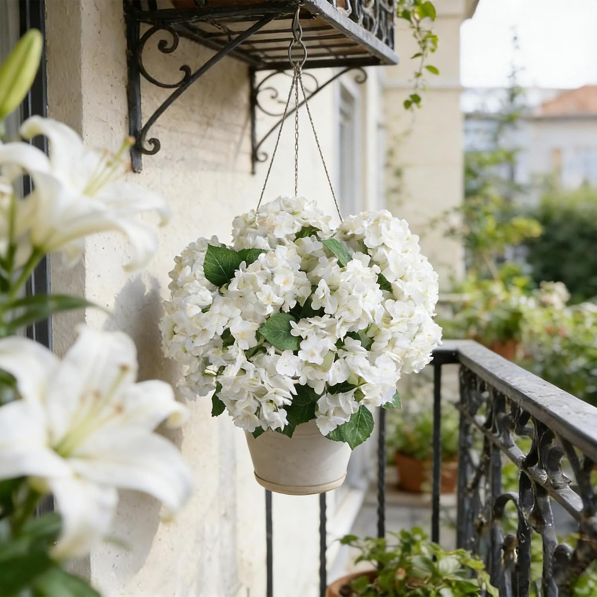 artificial hydrangea bush – 20 inch potted faux showing dimensions