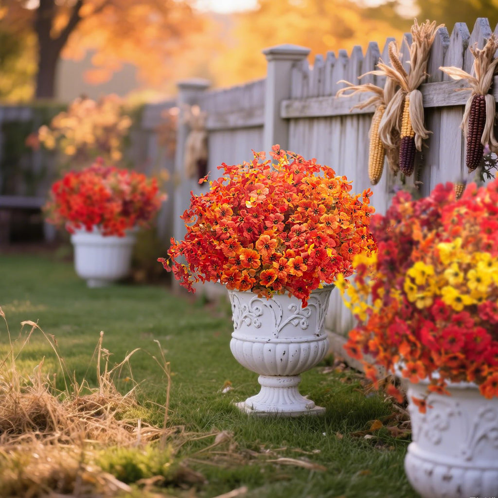 grunyia 20 bundles uv resistant artificial fall flowers, package contents