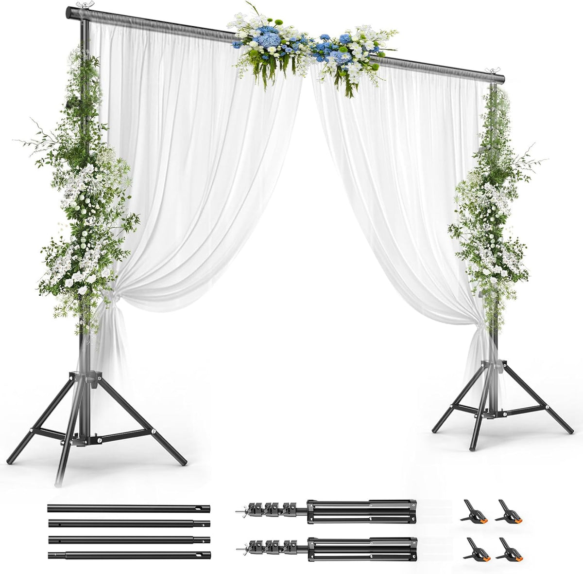 BEIYANG 10x10FT Backdrop Stand, Background Support Kit for Photography, 2 Adj...