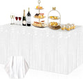 3 Pack 29x108 Inch Macaron White Foil Fringe Table Skirts Metallic Banner for Tinsel Streamer Garland Backdrop for Parade Floats Wedding Thanksgiving Birthday Christmas Halloween Party Decoration