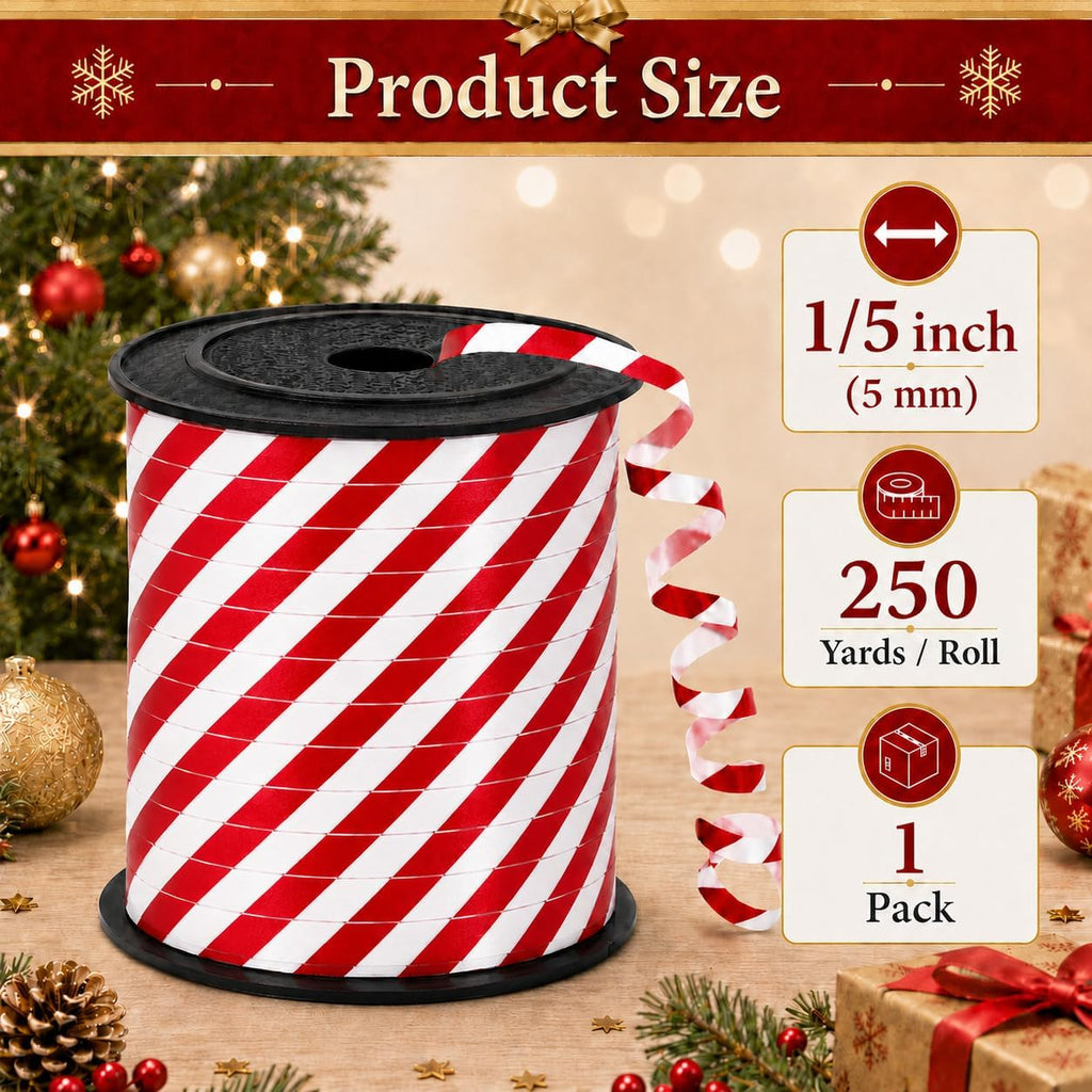 BEISHIDA 250 Yards Red and White Curling Ribbon Balloon String, Balloon Ribbon for Crafts Crimped Curling Ribbon for Gift Warppping Baby Shower Birthday Wedding Christmas Decorations