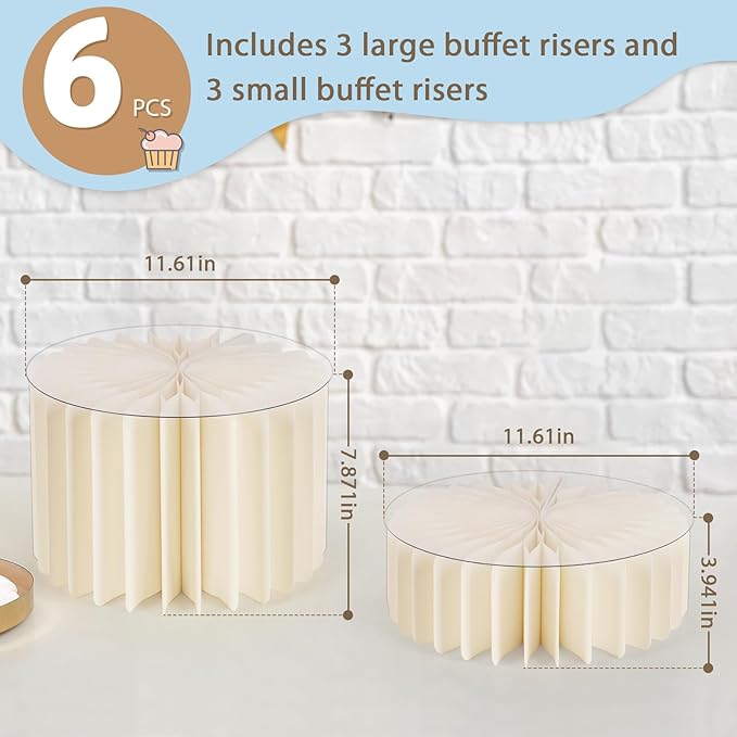 6 Pcs Buffet Risers, Food Risers for Buffet Table, White Food Display Risers for Party Buffet Risers and Stands for Show Catering Desserts, Food, Jewelry (6 Pcs)
