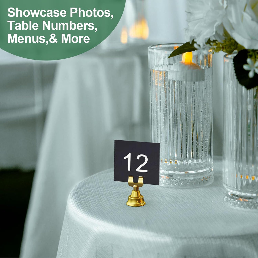 12 Pack Gold Table Card Holders & Place Card Holders – Elegant Table Number Holders for Weddings, Events & Parties – Photo & Menu Card Holder for Table Display – 1.8 Inch Tall