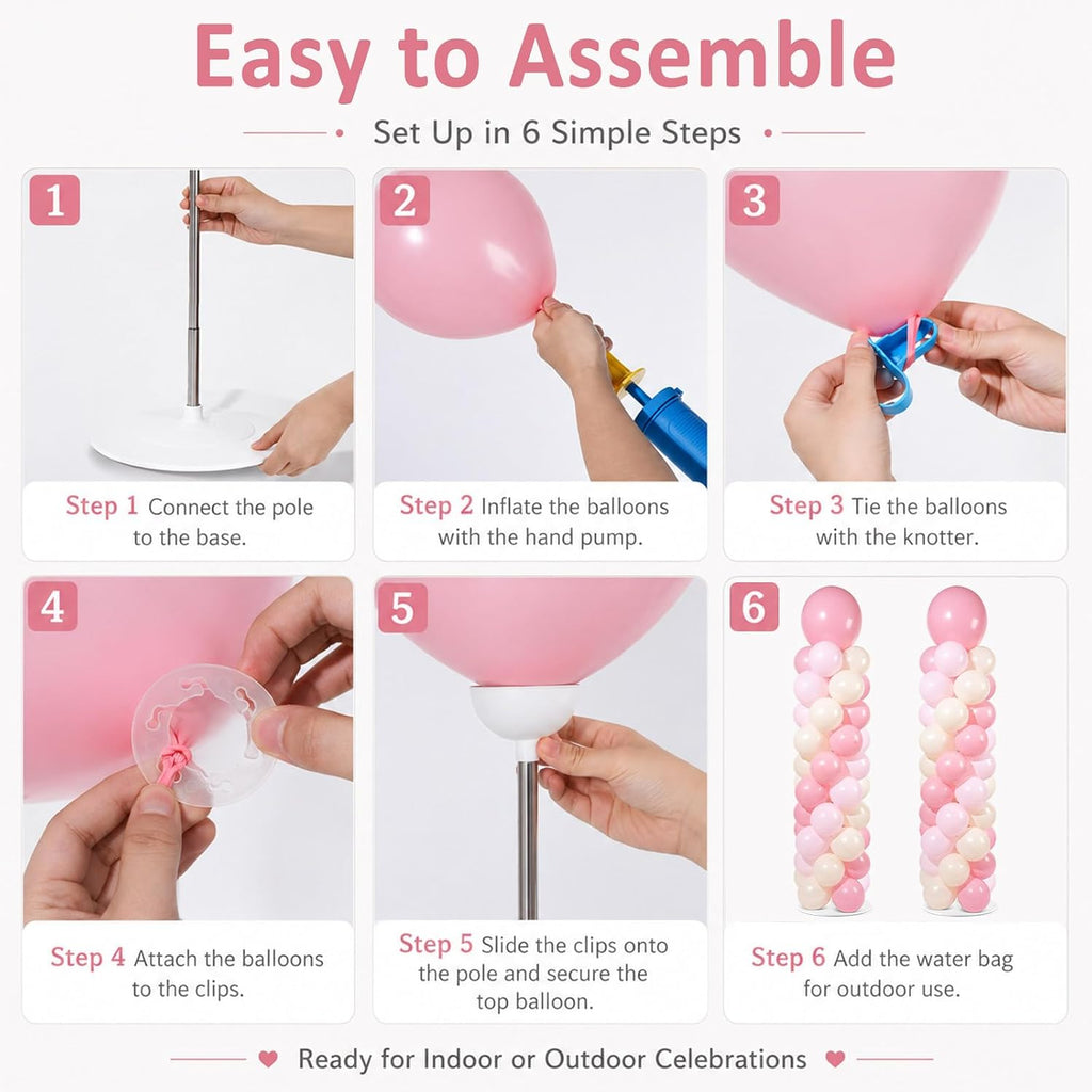 2 sets adjustable balloon column stand kit with showing dimensions