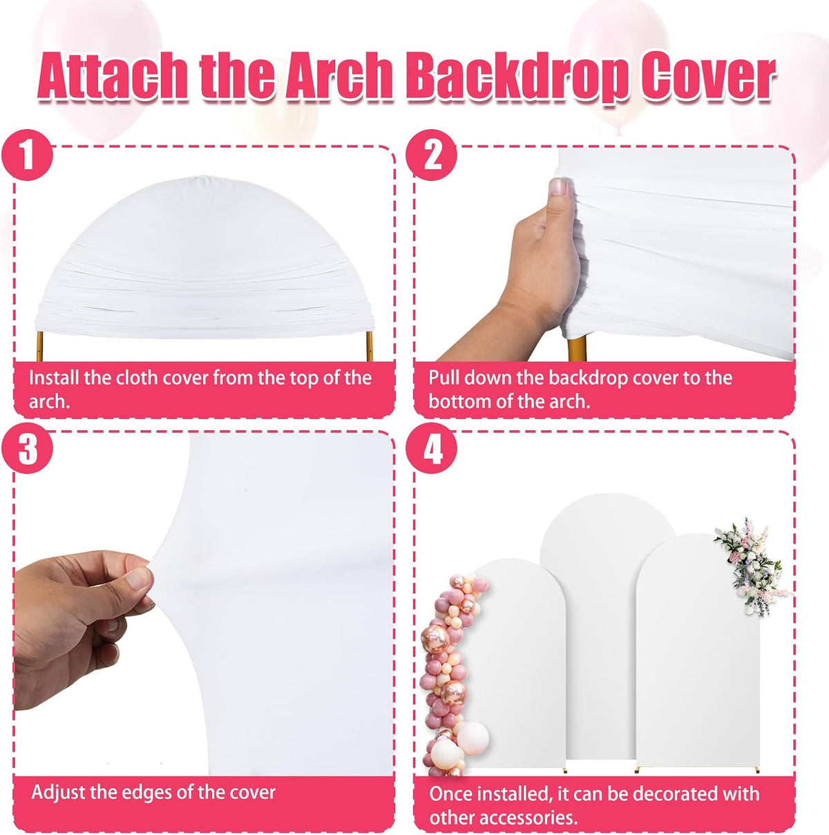 7.2ft arch backdrop stand and white cover set,balloon on a desk or shelf