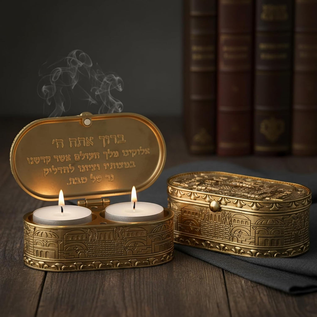 Metal Travel Size Candlesticks with Cover 1.6 * 3.5 Inch Jewish Shabbat Metal Travel Candle Holders…