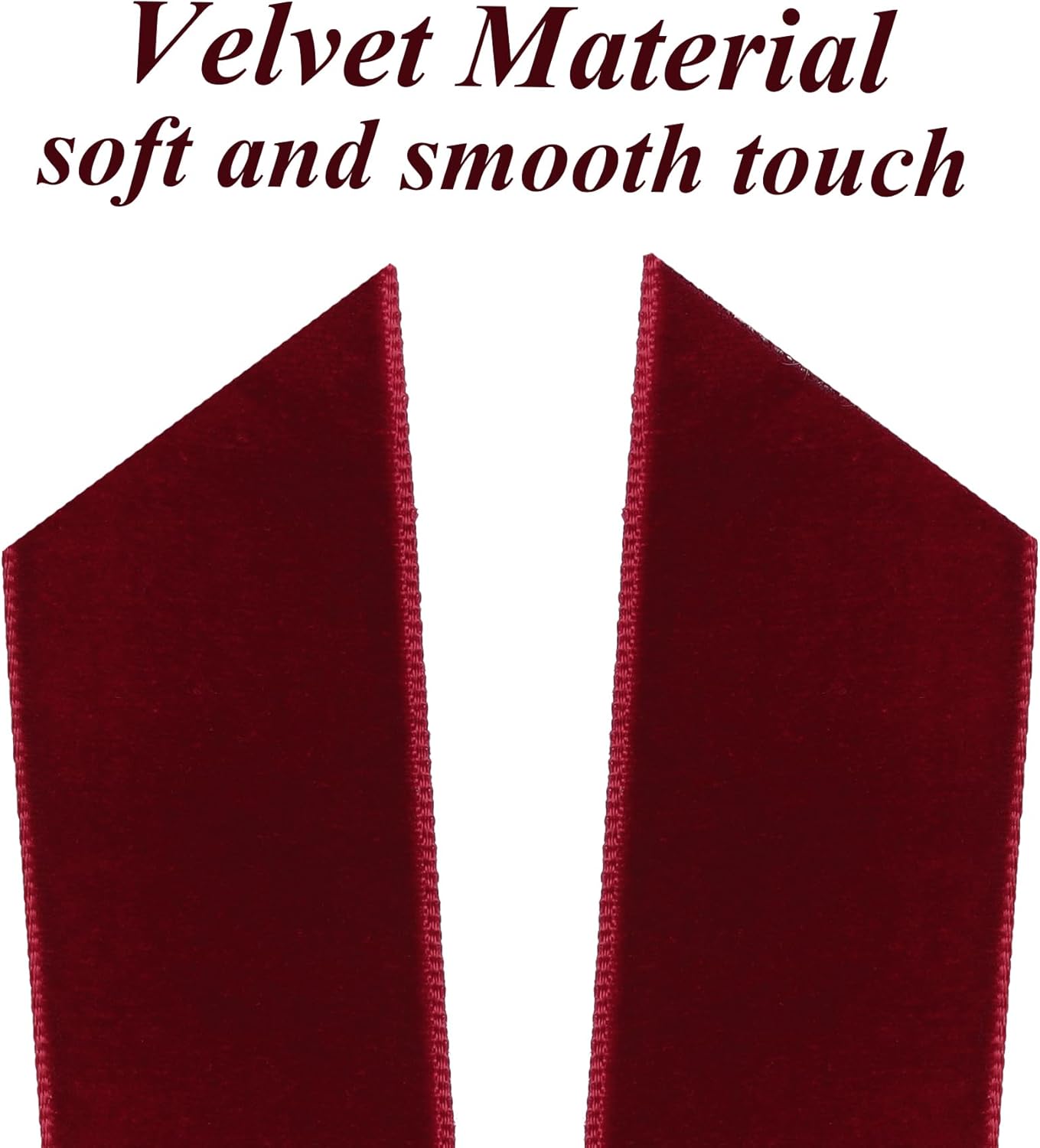 12Pcs Burgundy Velvet Ribbon Bows Christmas Tree Decorations,5in x 10in Xmas Ornaments for Tree Home Party Front Door Wreath Garland Holiday Decor