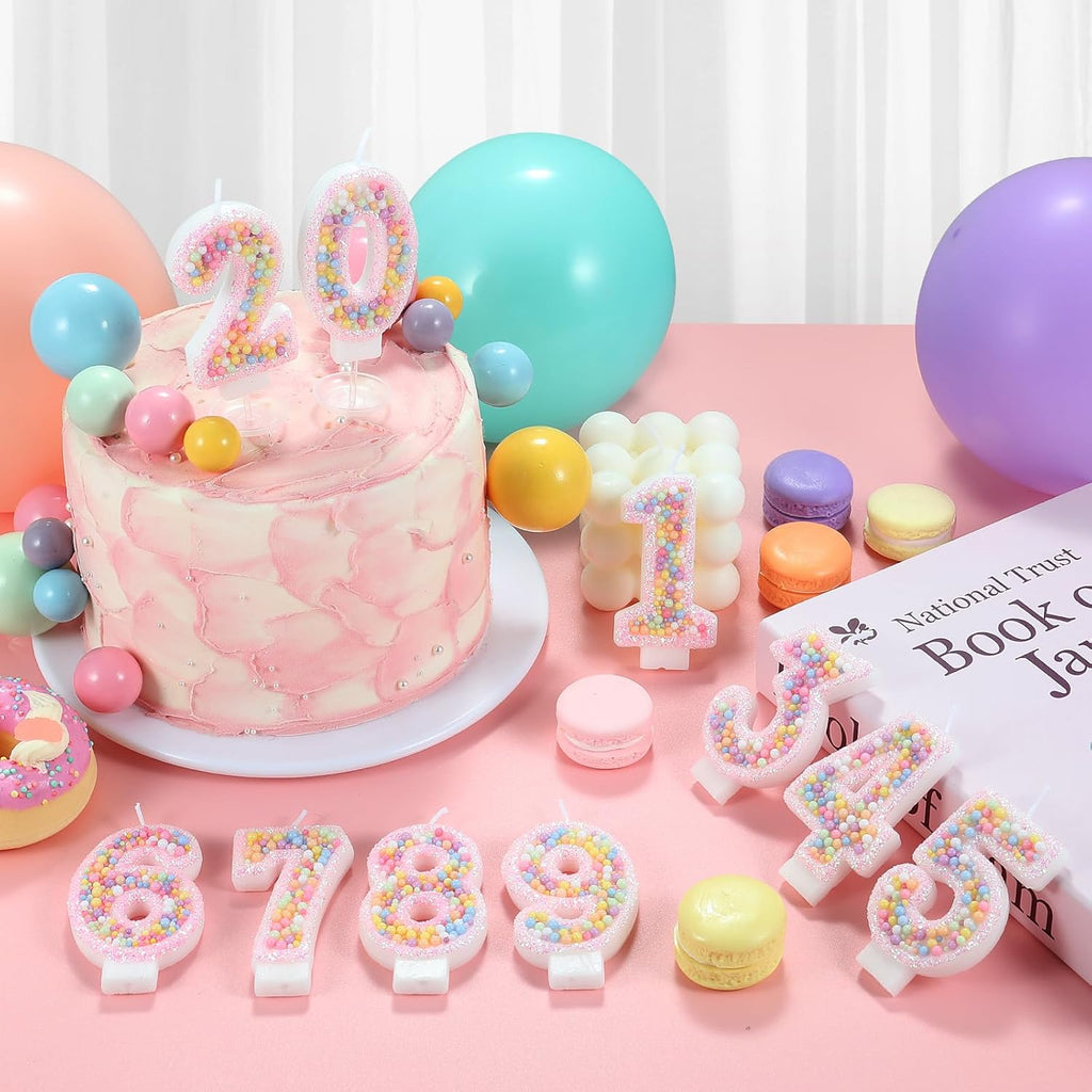 Pastel Macaron 1st Birthday Candle Sweet Pink Number 1 Candle Cake Topper Cupcake Decorations for Girls and Women Party Decor Anniversary Celebrations Supplies