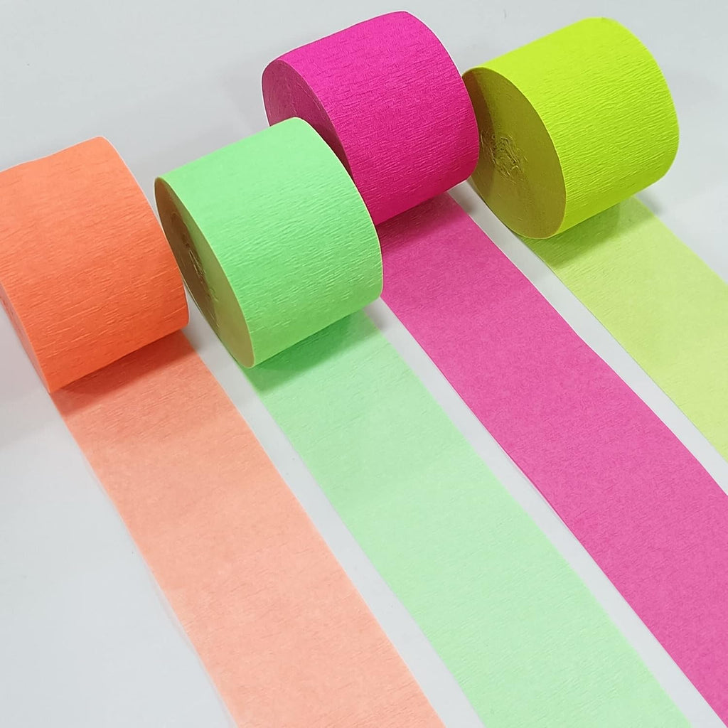 656feet Glow in The Dark Party Supplies Neon Streamers Black Light Party Decorations, 8 Rolls Glow Crepe Paper Streamer Reactive Fluorescent Blacklight Party Supplies for Neon Party, Birthday