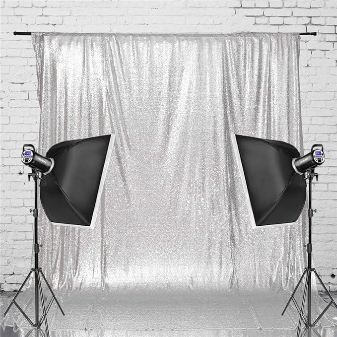 Eternal Beauty Silver Sequin Backdrop, 20x10 Ft Glitter Background Curtains for Shimmer Photography Party Wedding Birthday Back Drop Decor