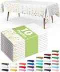 Pureegg Plastic Table Cloth Disposable 10 Pack, 54 x 108 Inch Table Cloths, Graduation Decorations Class of 2025, Graduation Tablecloths, Rectangle, Plastic Cover, Leakproof & Sturdy, White and Gold