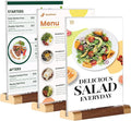 8.5 x 11 Inch Acrylic Sign Holder with Wood-Color Base 3 Pack, Acrylic T Shape Tabletop Double-Sided Display Sign Frame Vertical Clear for Store/Coffee Shop/Restaurant Menu Hotel Display Holder