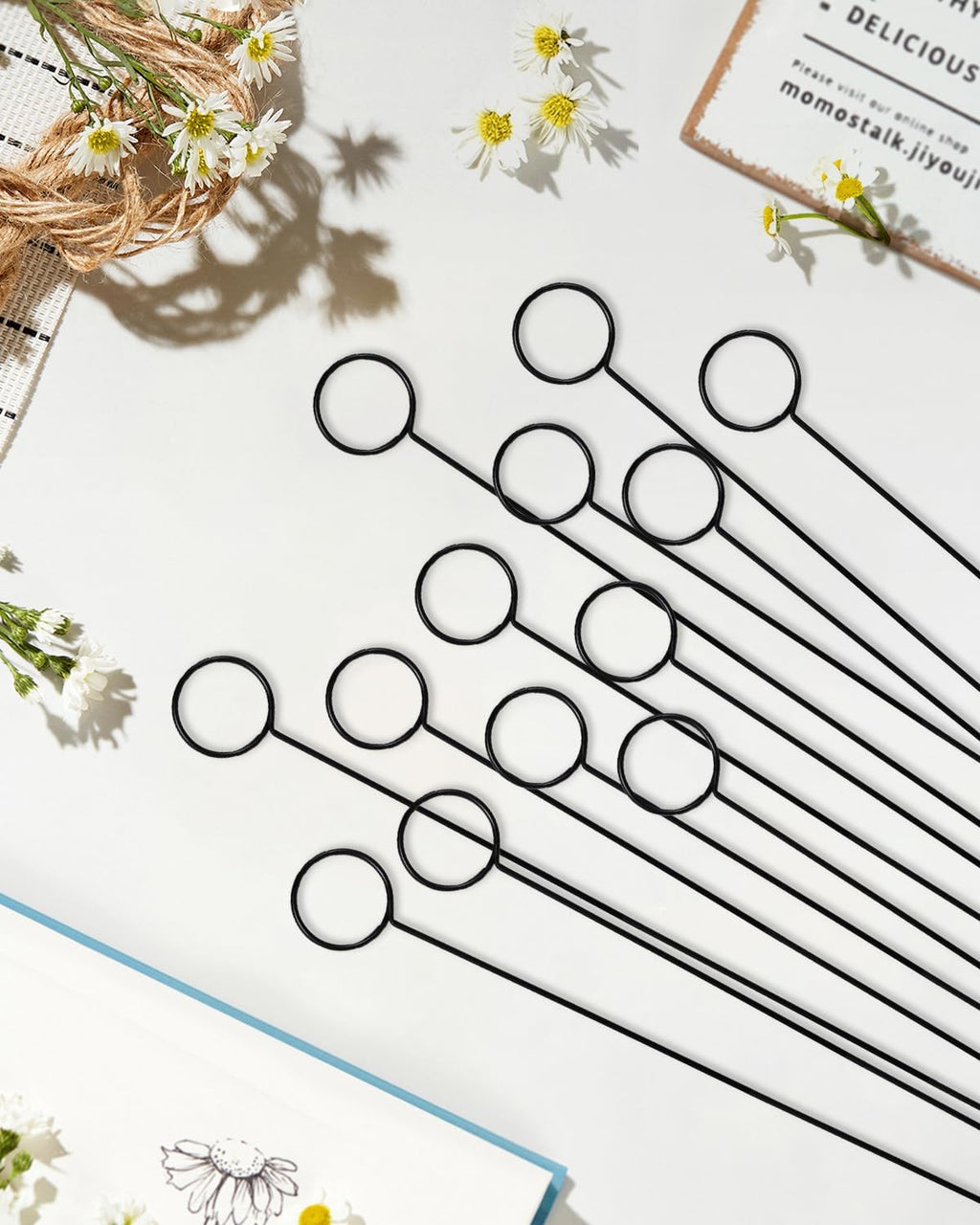 Avsty 30Pcs Floral Card Holder Picks-Wire Place Card Holder for Wedding-Metal Photo Picture Clip Holder-Table Name Number Holder,Memo Note Holder for Flower Arrangement,Wedding,Party(Black, Round)