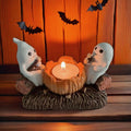 Halloween Candle Holder with Ghost Figurines -Indoor Seasonal Decor Base for Bowl Candles Party & Home Display