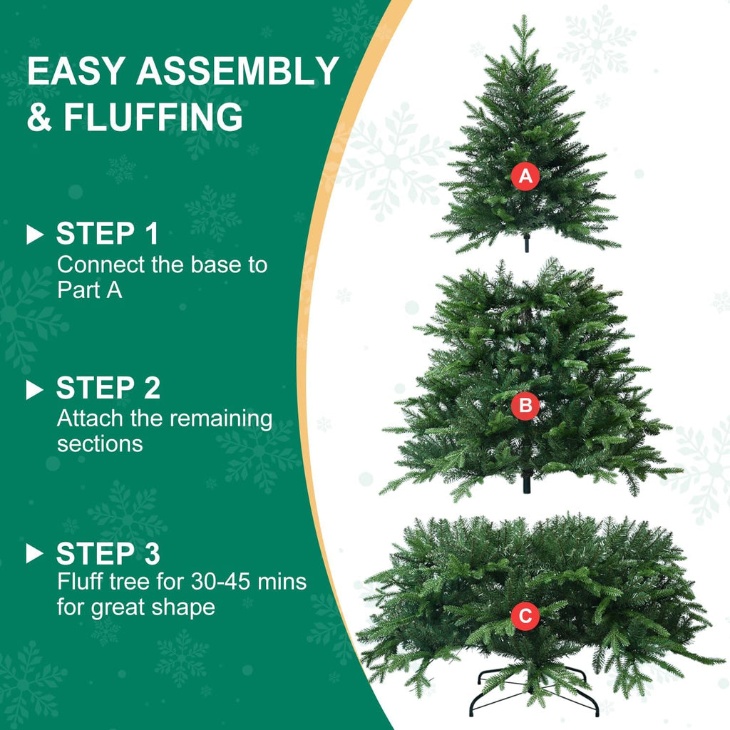 treepool 6ft unlit artificial christmas tree, 1720 pe/pvc, front angle view