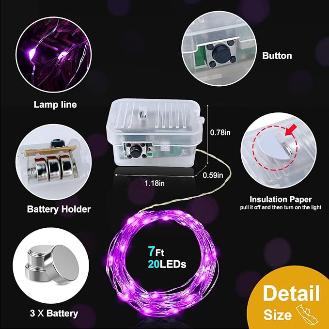 pozzolanas 100 Pack Pink Battery Operated String Lights - 7ft Waterproof Fairy Lights with 20 LEDs for Home, Mason Jar, Party, Wedding, Halloween, Christmas Decorations