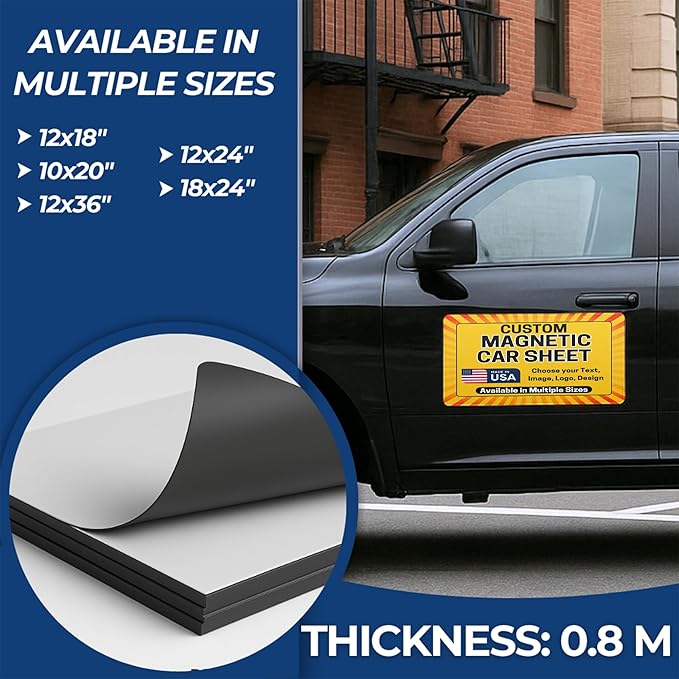 Pack of 2 Custom Car Magnets by DC– Personalized Magnetic Car Signs | Car Door Magnets for Advertising, Car Decor, Car Magnet Sheets & Customizable Truck Magnet | Multiple Sizes | Made in USA