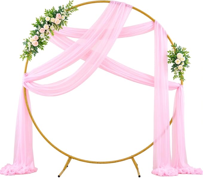 Wedding Arch Draping Fabric Backdrop 2 Panel 30" x 19Ft Pink Drapes Curtains for Wedding Reception Sheer Tulle Backdrop Curtain for Ceremony Birthday Party Baby Shower Arbor Ceiling Decorations