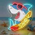 Shark Skateboard Neon Sign Edgy Sunglasses Shark LED Neon Signs for Wall Decor Man Cave & Game Room Oceanarium Led Light for Beach Bar&Shop Decor Unique Gift for Shark Lovers
