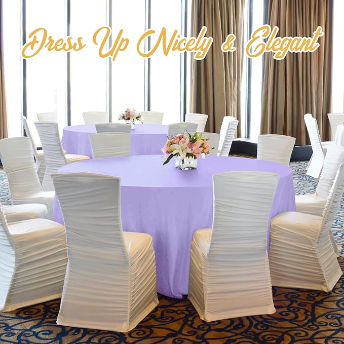 BRILLMAX 4 Pack Lavender Round Tablecloths 132 Inch - Circle Bulk Linen Polyester Fabric Washable Table Cloth Cover for Wedding Reception Banquet Birthday Party Buffet Restaurant
