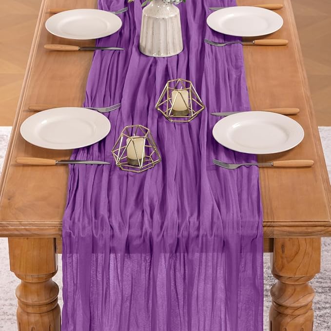 MLMW Fuschia Table Runner Cheesecloth Boho Cheese Cloths 160 inch Gauze Rustic Sheer Table Runner 13.3ft for Wedding Party Baby Bridal Shower Birthday