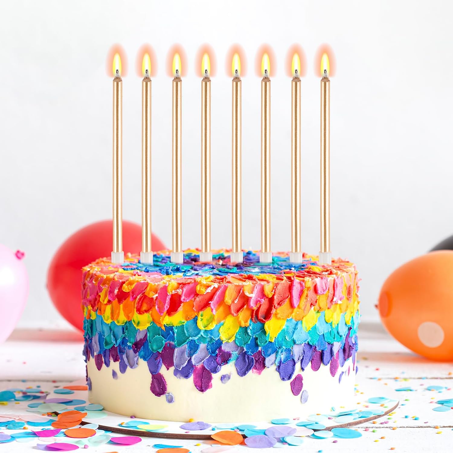 BEAN LIEVE 30-Count Champagne Gold Long Thin Metallic Birthday Candles, Cake Candles, Birthday Parties, Wedding Decorations, Party Candles, Cake Decorations