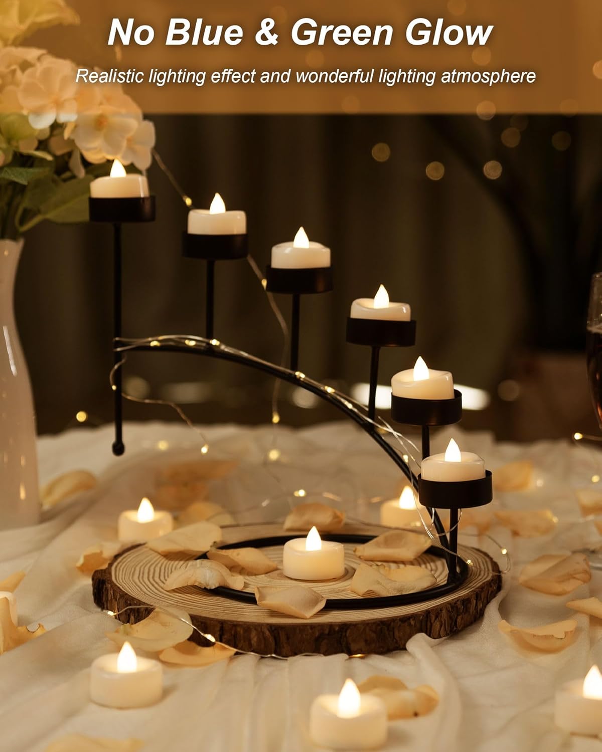 BEICHI Flameless Candles, 12/24/50/100/150 Pack Tea Lights Battery Operated, No Flickering Votive Candles LED Tea Lights for Halloween Christmas Wedding Home (24 Pack, Warm White)
