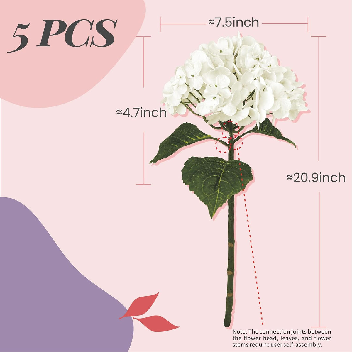 yatim 21in white artificial hydrangea flowers with stems shown in use