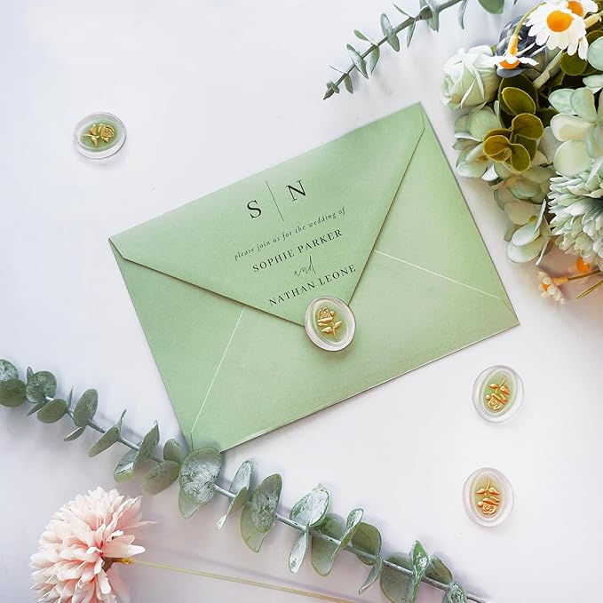 50 Pack 5x7 Envelopes Letter Size, Green A7 Envelopes Self Seal for Wedding Invitation, Envelope 5.4x7.6 for Greeting Cards, Photos, Baby Shower, Graduation, Thank You Cards, Announcements