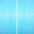 2 Pack Pastel Blue Tinsel Foil Fringe Curtains, Blue Party Decorations, Metallic Tinsel Party Streamers Backdrop for Birthday Baby Shower Gender Reveal Wedding Party Decorations