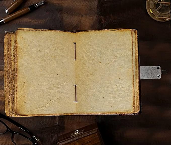 cuero 3 Moon Blue Lapiz Embossed Vintage Leather Journal | 240 Pages of Antique Handmade Deckle Edge Vintage Paper, Leather Sketchbook, Drawing Journal, Great Gift (9 inch 12 inch, brown)