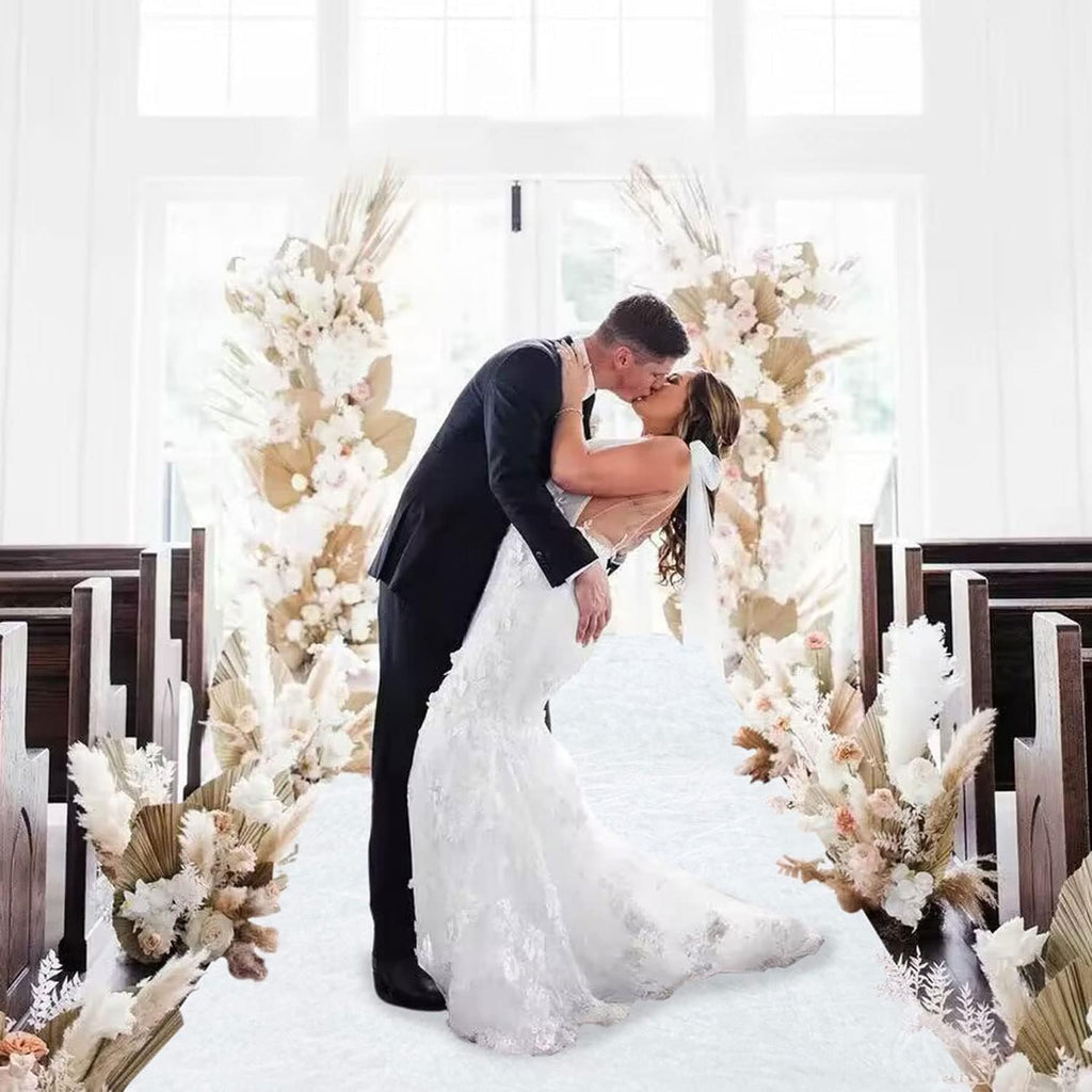 White Aisle Runner for Wedding Velvet Aisle Carpet 2FTx15FT Wedding Accessories Romantic Velvet Fabric Floor Aisle Runner for Weddings Ceremony Decorative Aisle Rugs for Birthday Events