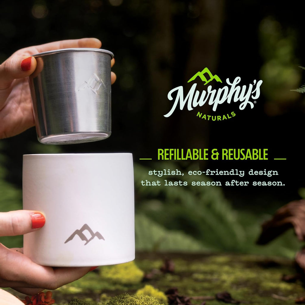 Murphy's Naturals Mosquito Repellent Candle Refills, 9 oz (Pack of 2) | Soy & beeswax blend with rosemary, peppermint, citronella & lemongrass essential oils; 30-hour burn time