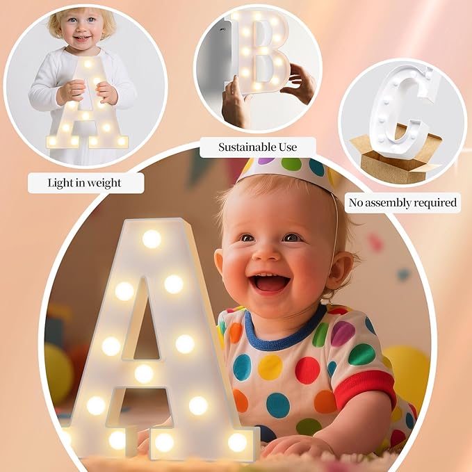LED Marquee Light Up Letters Sign - Lighted Letters Alphabet for Birthday, Graduation, Bar Wall & Table Party Decor, Wedding Anniversary and Christmas Decorations, Letter A