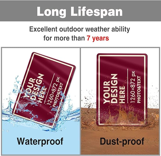 Custom Signs Outdoor Metal Sign - 12 x 8 Customized Personalized Aluminum for Office, Home, Business, Decor, Road Signs, Rust-Proof (Ivory Text Box)