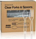 200 Count Plastic Silverware, Heavy Weight Plastic Forks Spoons Disposable Utensils Cutlery Set for Wedding Party Supplies Everyday Use