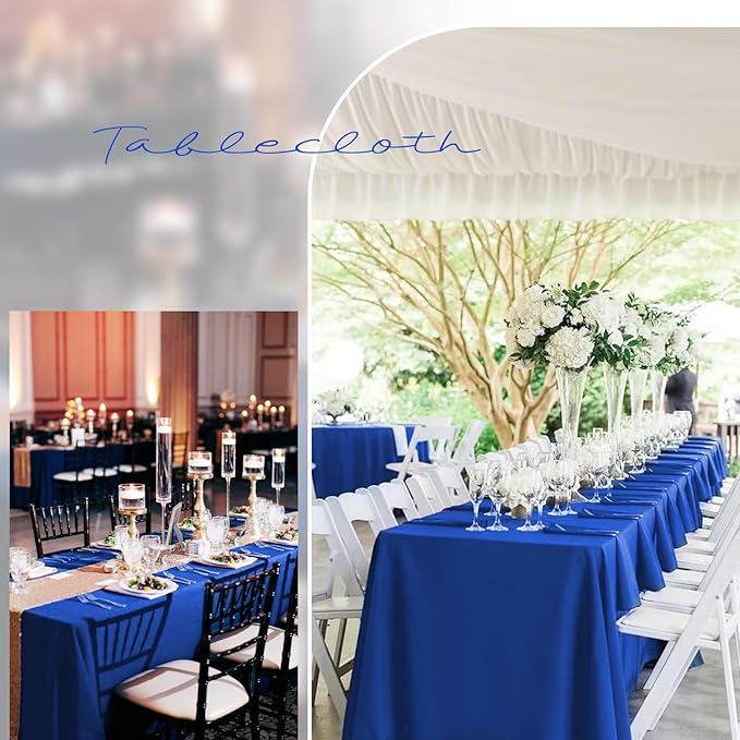 12 Packs 90 x 132 Inch Tablecloth, Royal Blue Polyester Table Cloth for 6ft Rectangle Tables,Washable Fabric TableCover for Wedding Banquets Parties Buffet Dining Table