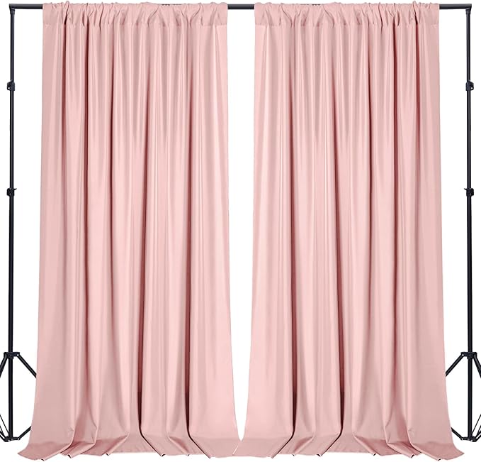 Sugargirl 10x10FT Blush Pink Backdrop Curtains Polyester Photo Backdrop Drapes Curtains 2 Panels with Rod Pockets for Party Birthday Wedding Photography Home Decoration